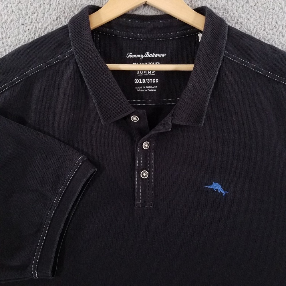 Tommy Bahama Polo Shirt Mens 3XLB Black Island Zone Emfielder Supima 3XB Big 3X